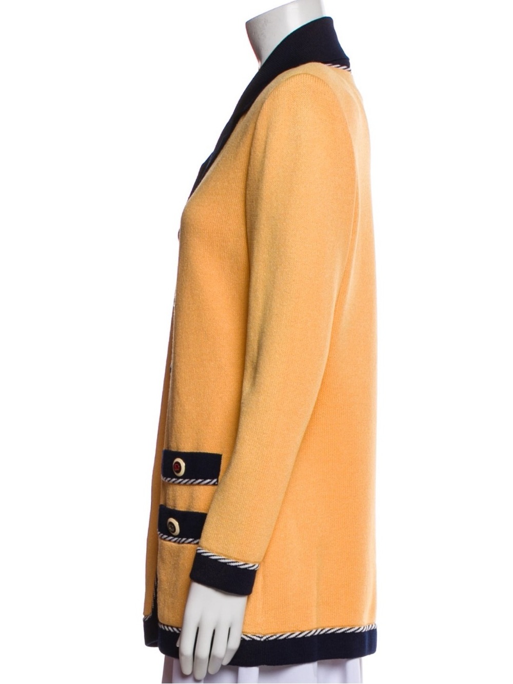 St. John Collection Santana Knit Colorblock Skirt Suit – Yellow & Navy – Size M - Picture 5 of 10
